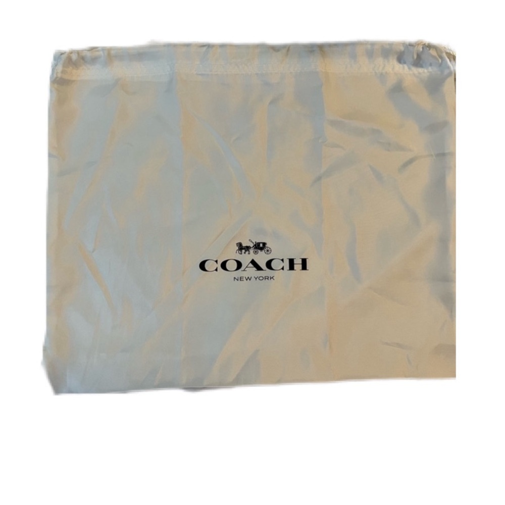 Coach white satin dust bag 16x13 for purse storage. Drawstring. Like new.